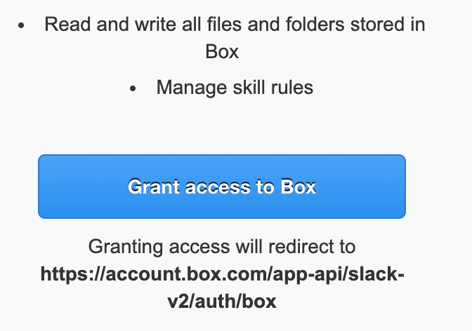 Grant access to Box screen