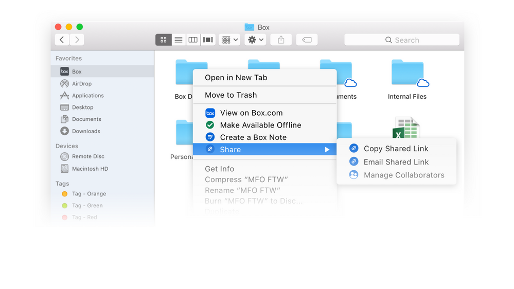 Mac finder share options