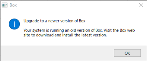 Upgrade to a newer version of Box. Your system is running an old