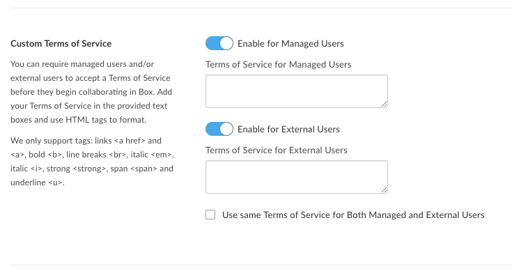 Using Custom Terms Of Service – Box Support