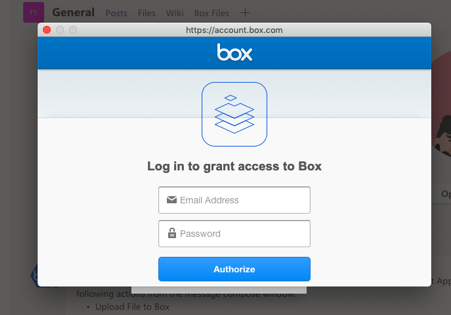 Box for Teams - アクセスするためのログイン画面