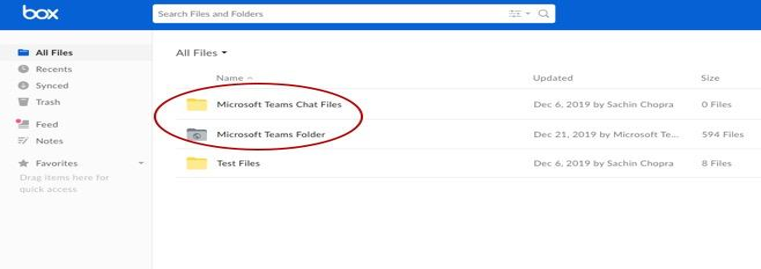 Box for Teams - folders screen