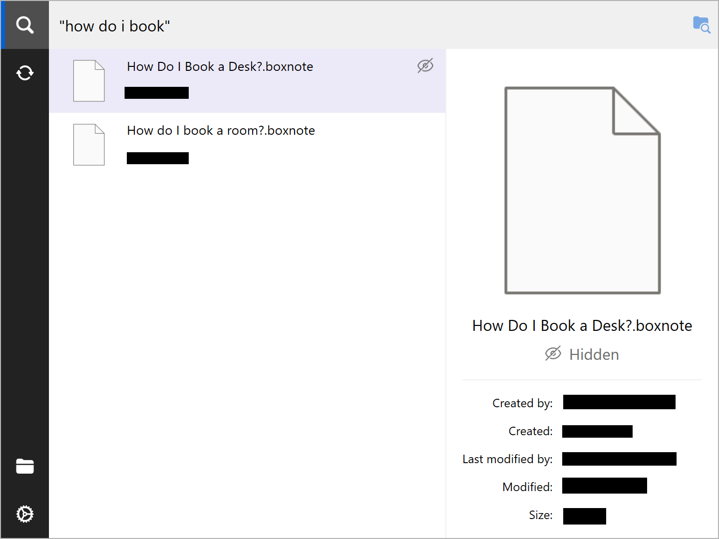 Hidden content in search results